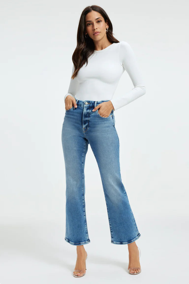 Good American GOOD LEGS CROPPED MINI BOOT JEANS - Indigo