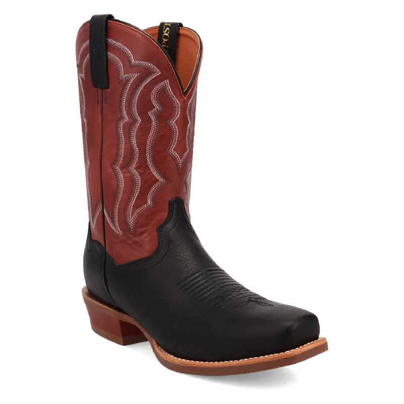 Dan Post Mens Creed Black/Red Leather Cowboy Boots