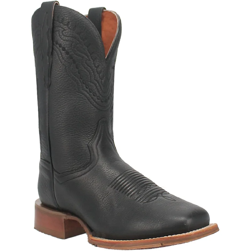 Dan Post Mens Milo Black Leather Cowboy Boots