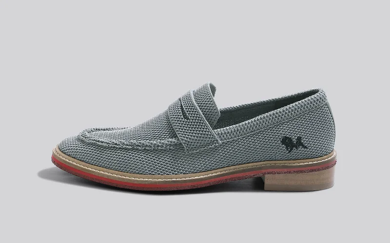 Block Heel Loafers : Grey