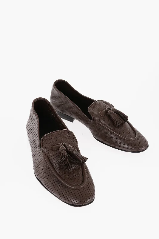 Corneliani Solid Color Leather Kiltie Loafers