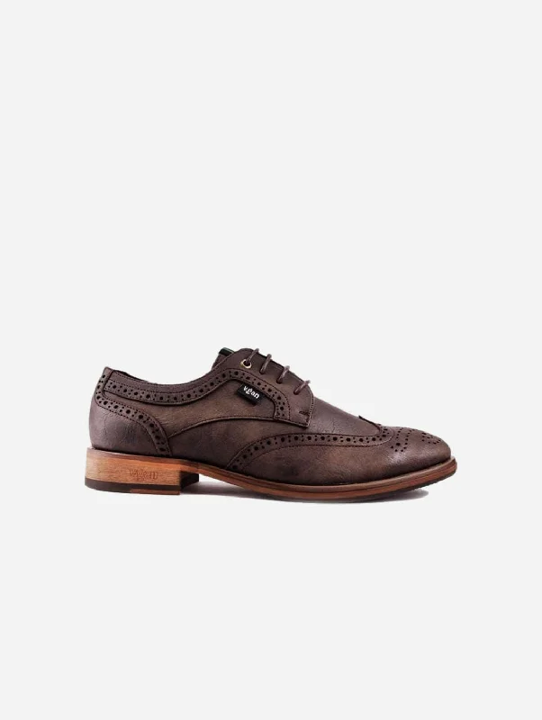 Barley Men's Vegan Leather Brogue Shoes | Brown