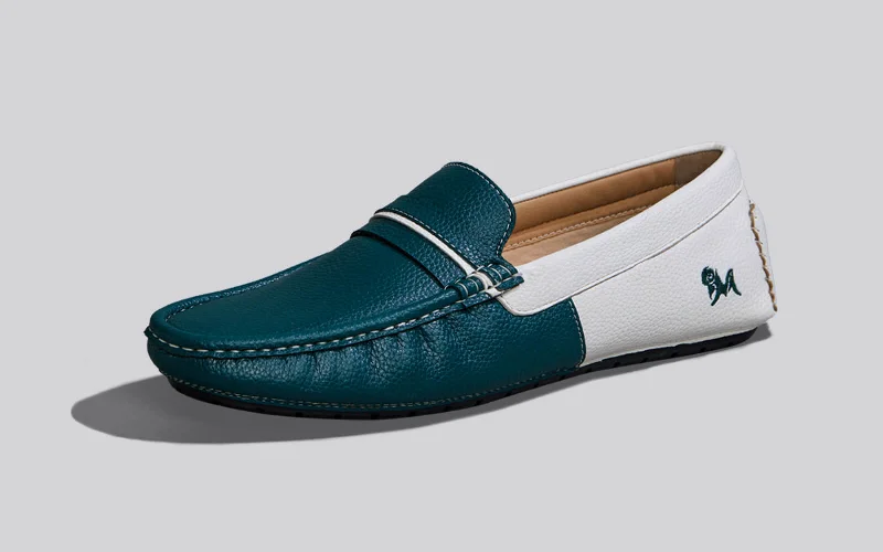 Color Block Loafers : White-Green