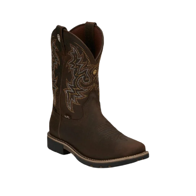 Justin Boot Men's George Strait Fireman Brown Waterproof Cowboy Boots