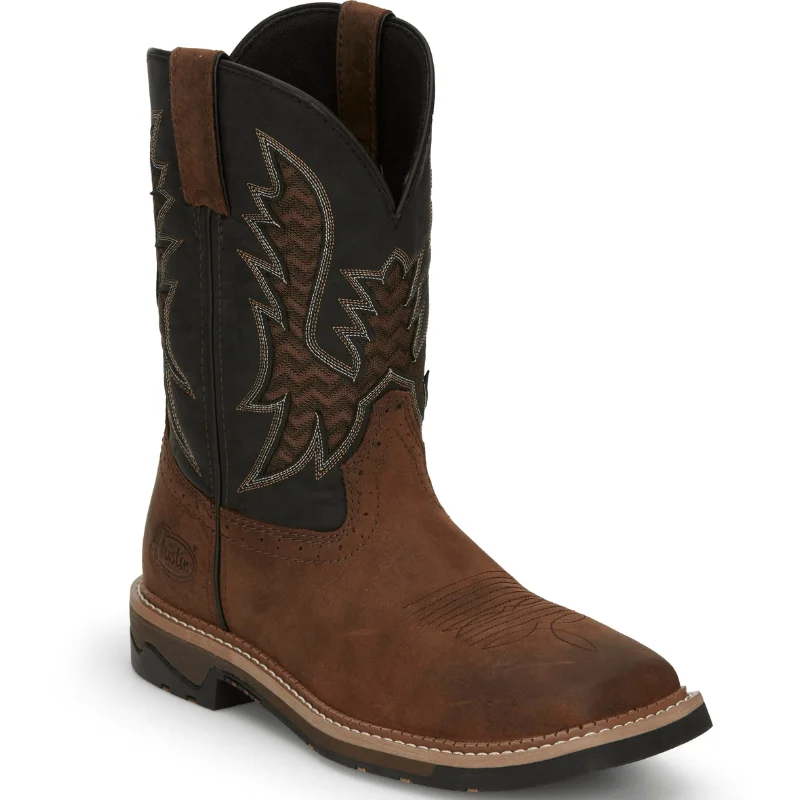 Justin Men's Stampede Bolt Brown Square Toe Work Boots SE4112