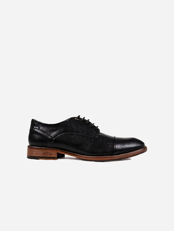 Ginger Men's Vegan Leather Derby Shoes | Black