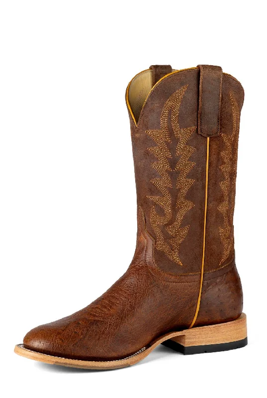 Horse Power Mens Top Hand Brown Smooth Ostrich Cowboy Boots