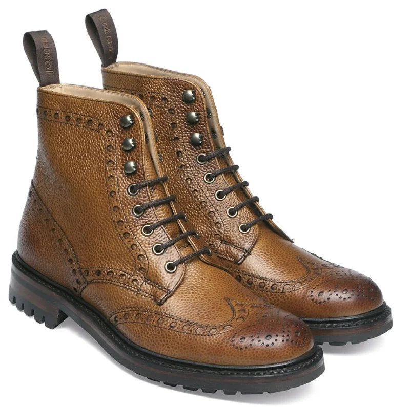 Cheaney Tweed C Wingcap Brogue Country Boot in Almond Grain Leather