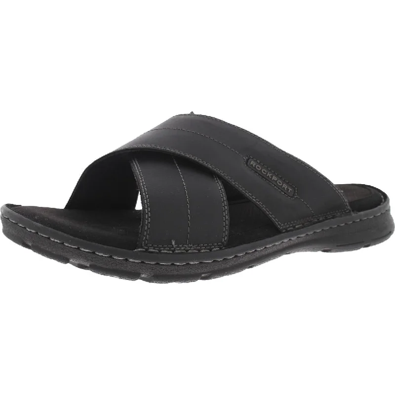 Rockport Mens Darwyn Xband  Leather Slip On Slide Sandals