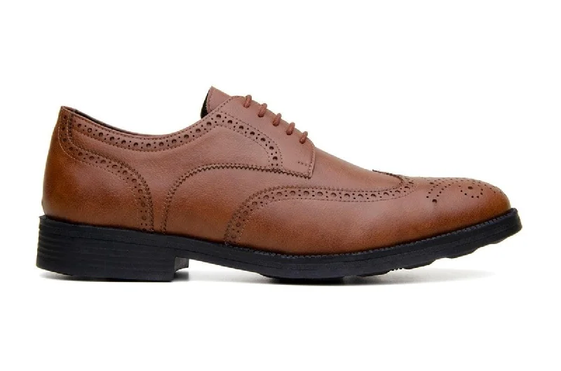 'Viterbo' classic wing-tip vegan leather by Vincente Verde -  cognac