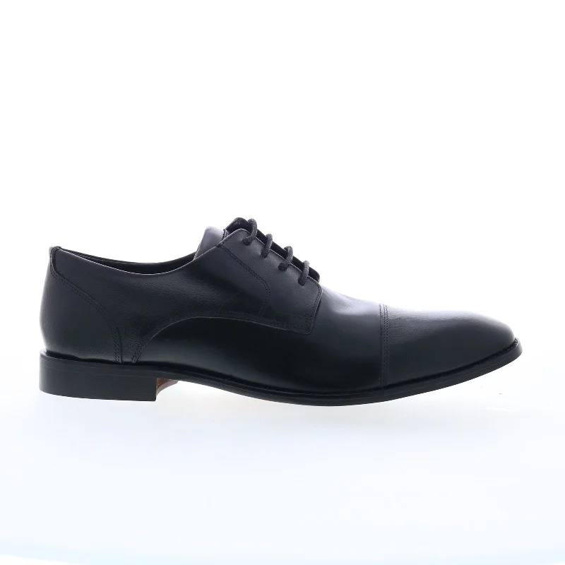 Steve Madden P-Quill Mens Black Leather Oxfords & Lace Ups Cap Toe Shoes