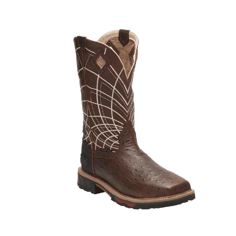 Justin Boots Men's  Work Derrickman Ostrich Print Composite Toe Boots