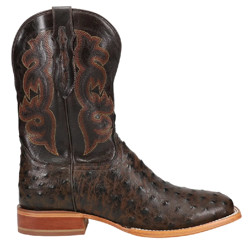 Moore Ostrich Embroidered Square Toe Cowboy Boots