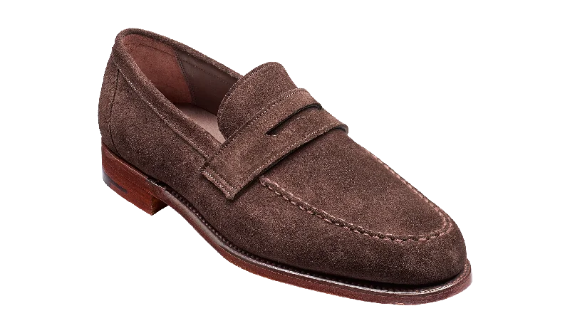 Barker Jevington Suede Loafer Shoes- Bitter Chocolate